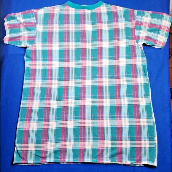 Vintage 90s Looney Tunes Tasmanian Devil (Taz) Plaid Sleep Shirt Men's XL - Picture 4 of 15